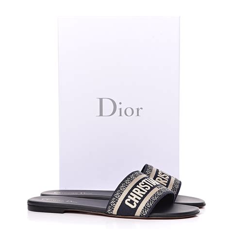 dior dway mule in embroidered cotton|Dway Slide Deep Blue Embroidered Cotton .